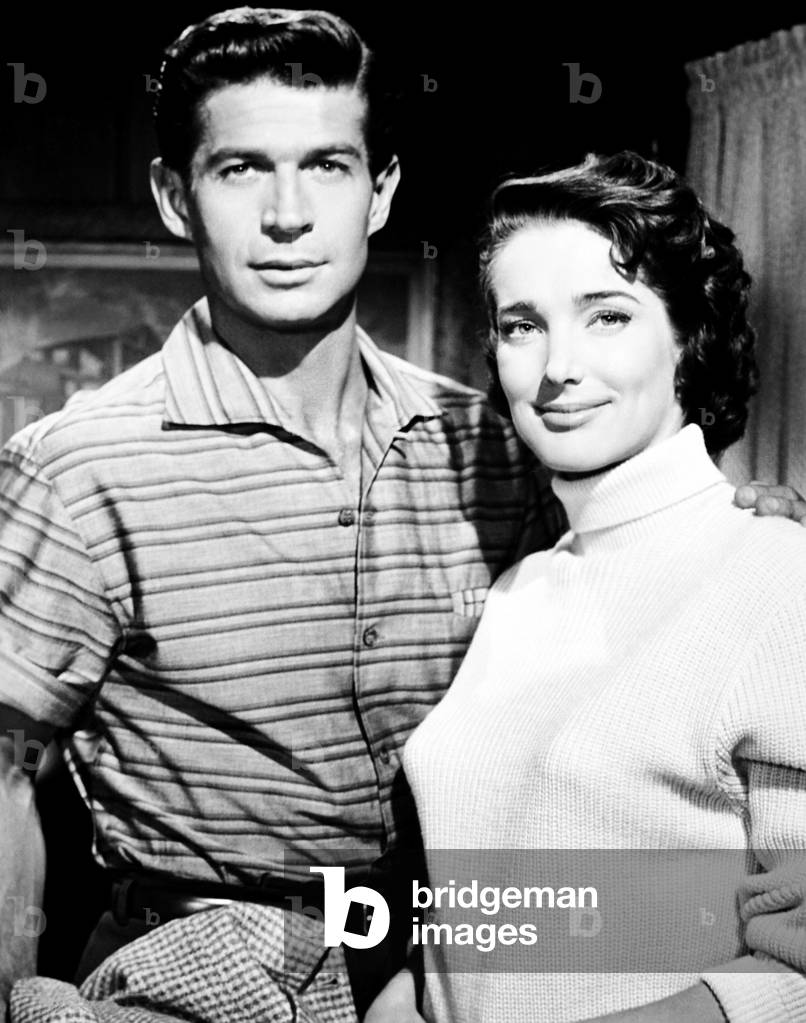 FOUR GIRLS IN TOWN, from left, George Nader, Julie Adams, 1957