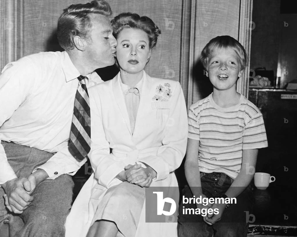 THE BRIDE GOES WILD, from left: Van Johnson, June Allyson, Butch Jenkins on set, 1948