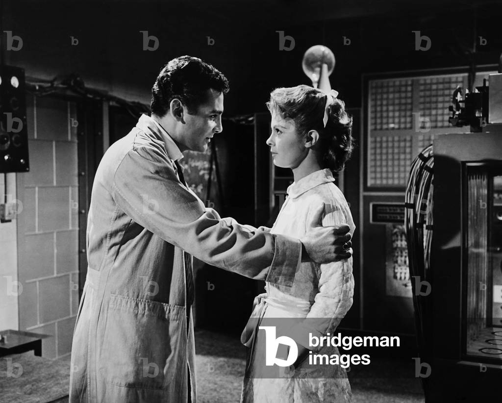 THE FLY, from left: David Hedison, Patricia Owens, 1958