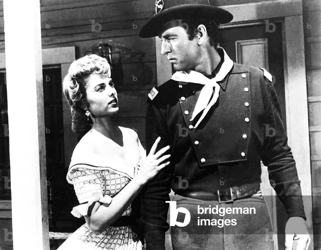 BATTLE OF ROGUE RIVER, from left, Martha Hyer, George Montgomery, 1954