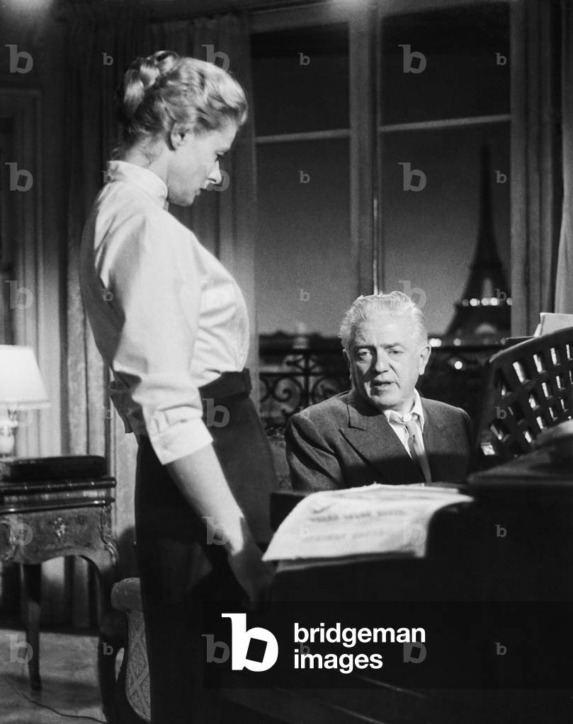 ANASTASIA, from left; Ingrid Bergman, director anatole Litvak on set, 1956