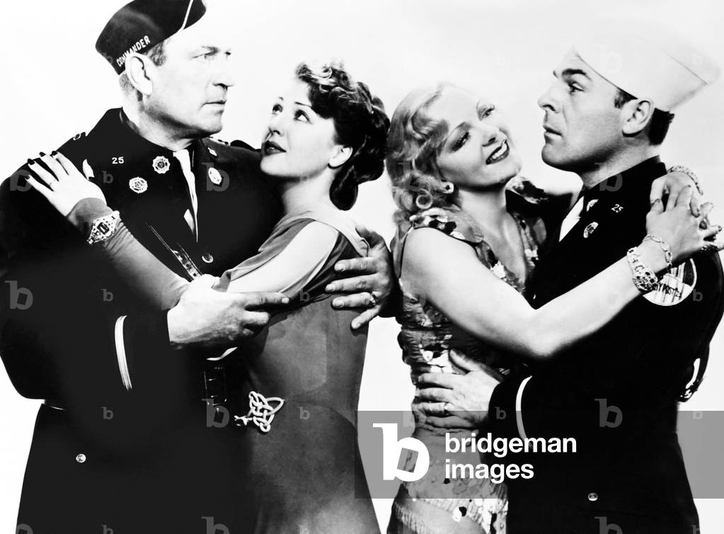 BATTLE OF BROADWAY, from left, Victor McLaglen, Gypsy Rose Lee (as Louise Hovick), Esther Muir, Brian Donlevy, 1938