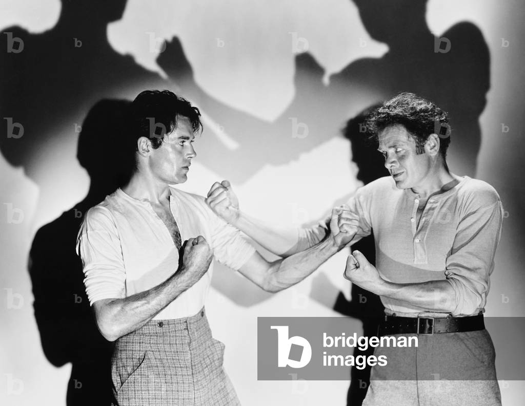 THE FARMER TAKES A WIFE, from left: Henry Fonda, Charles Bickford, 1935
