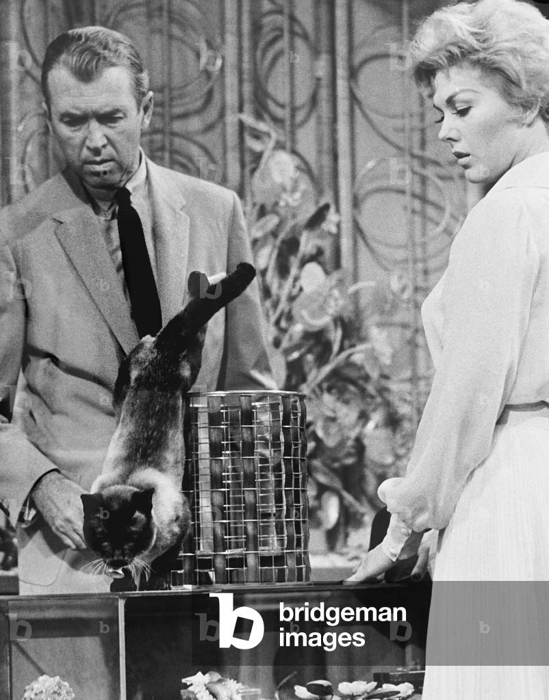 BELL, BOOK AND CANDLE, from left: James Stewart, Kim Novak, 1958