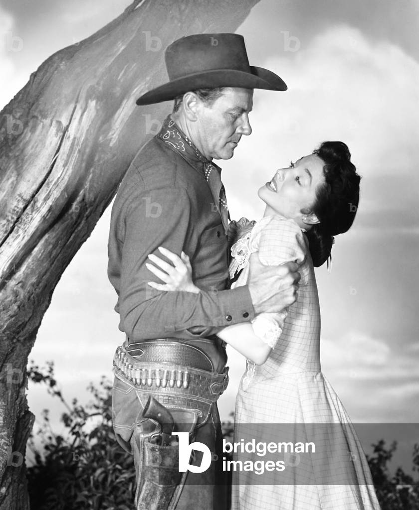 BLACK HORSE CANYON, from left: Joel McCrea, Mari Blanchard, 1954