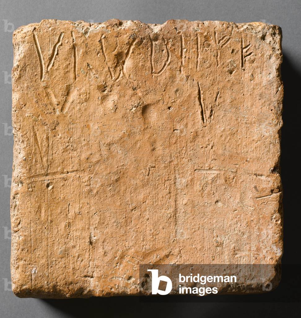 Tile with incised letters, AD 55-65 (ceramic)