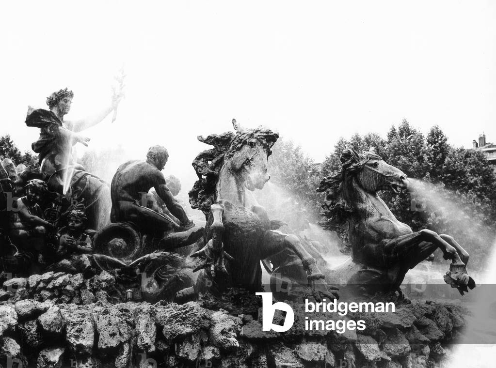 Detail of the Monument to the Girondins in Place des Quinconces, Bordeaux (b/w photo)