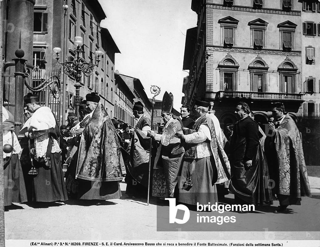 Archbishop Agostino Bausa on his way to bless the baptismal font in the Baptistry of Florence during Holy Week