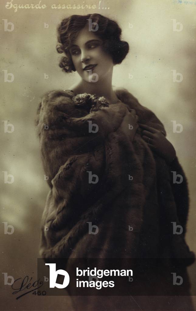Portrait of a young woman, postcard