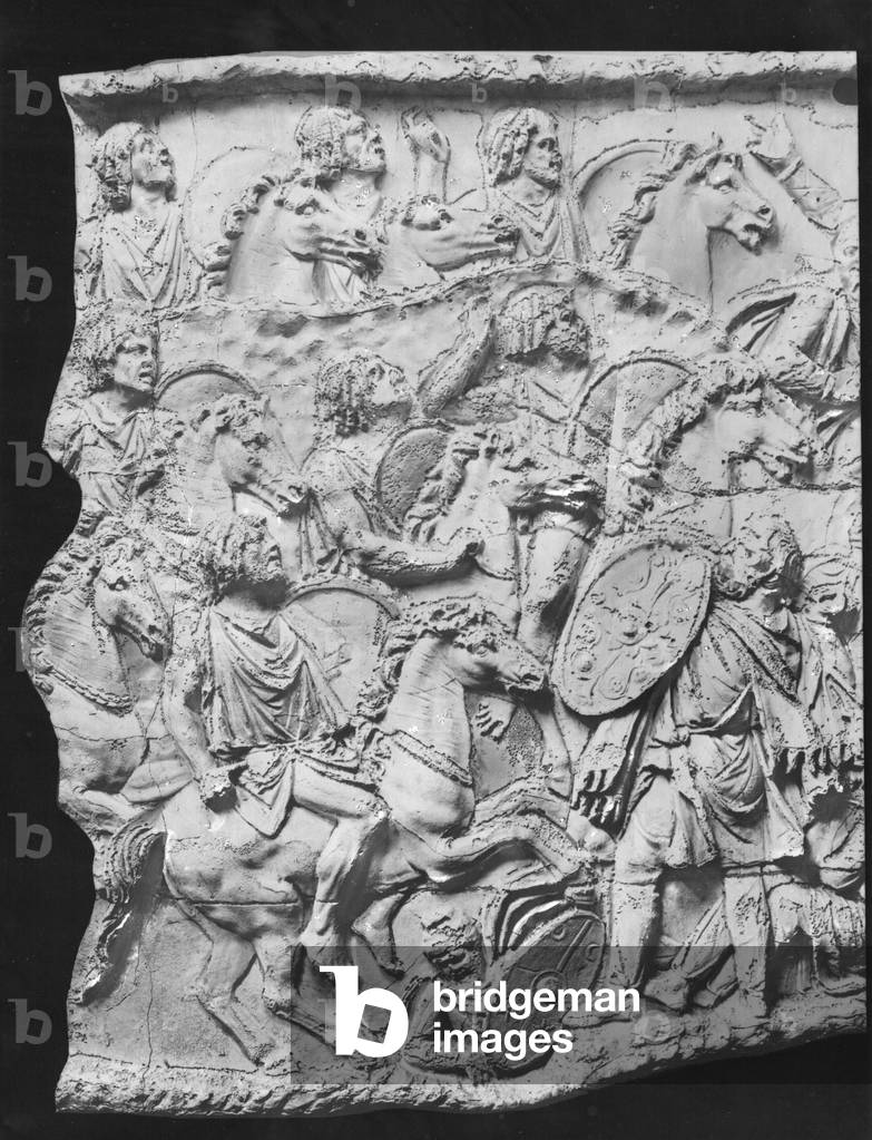 Lusius Quietus Commanding the Moorish Cavalry, a cast taken from Trajan's Column, AD 110-113 (plaster) (b/w photo)