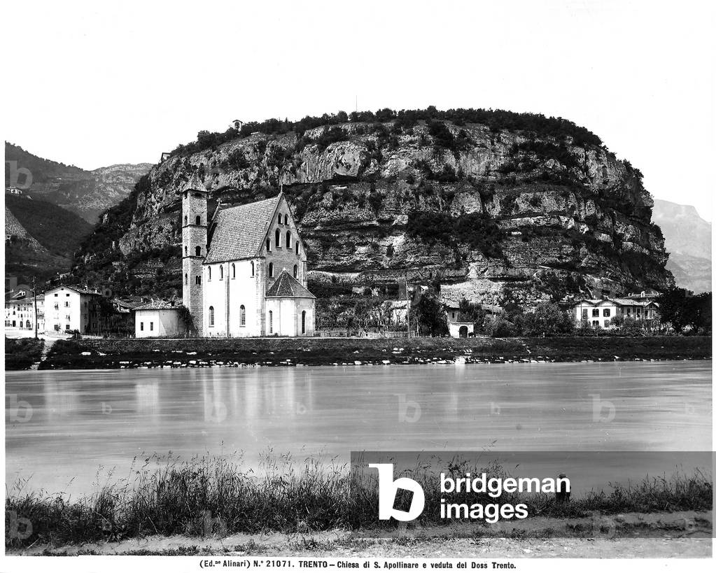 View of Doss Trento and the Church of S. Apollinare in Trento.