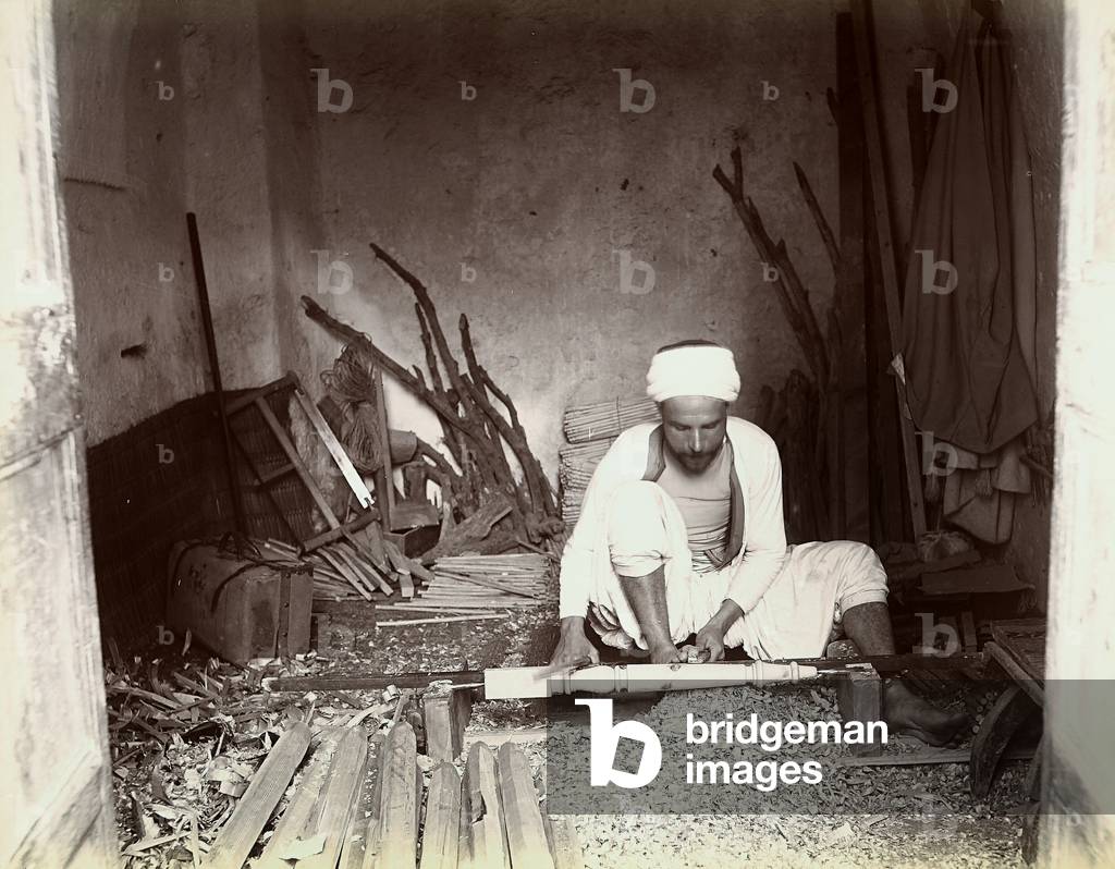 A Turkish artisan woodworking, 1890 (print on double-weight paper)