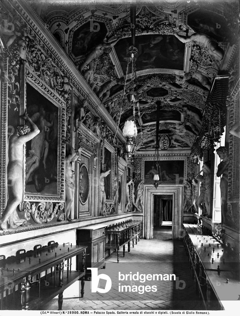 Corridor of stuccoes, done by Mazzoni in Palazzo Spada, Rome