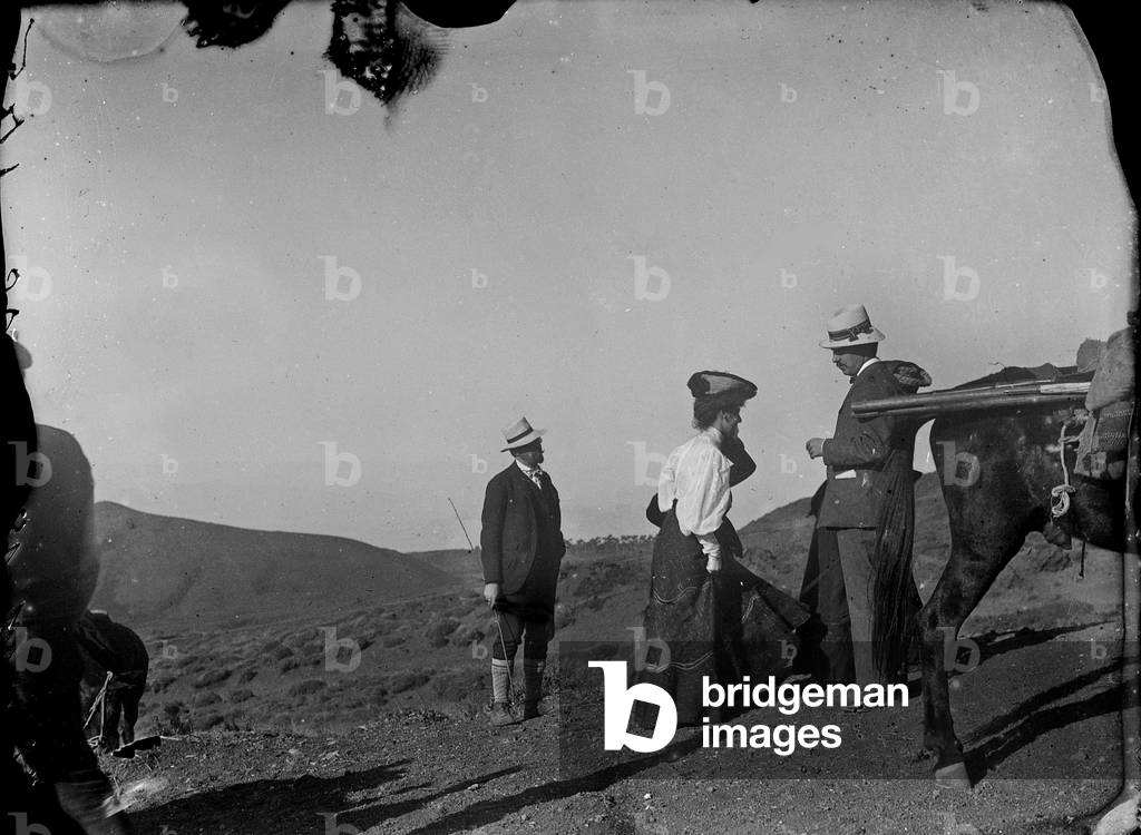 Group of hikers at the foot of Etna