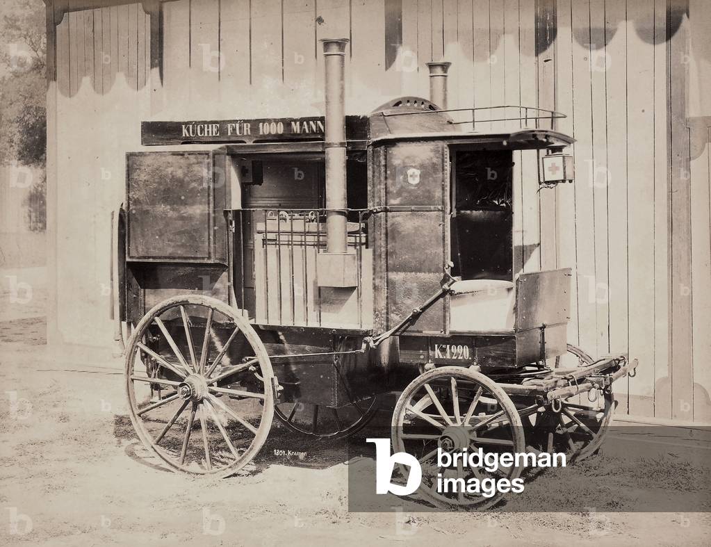 The Red Cross charitable association presents a carriage model, on the occasion of the Vienna International Exposition of 1873.