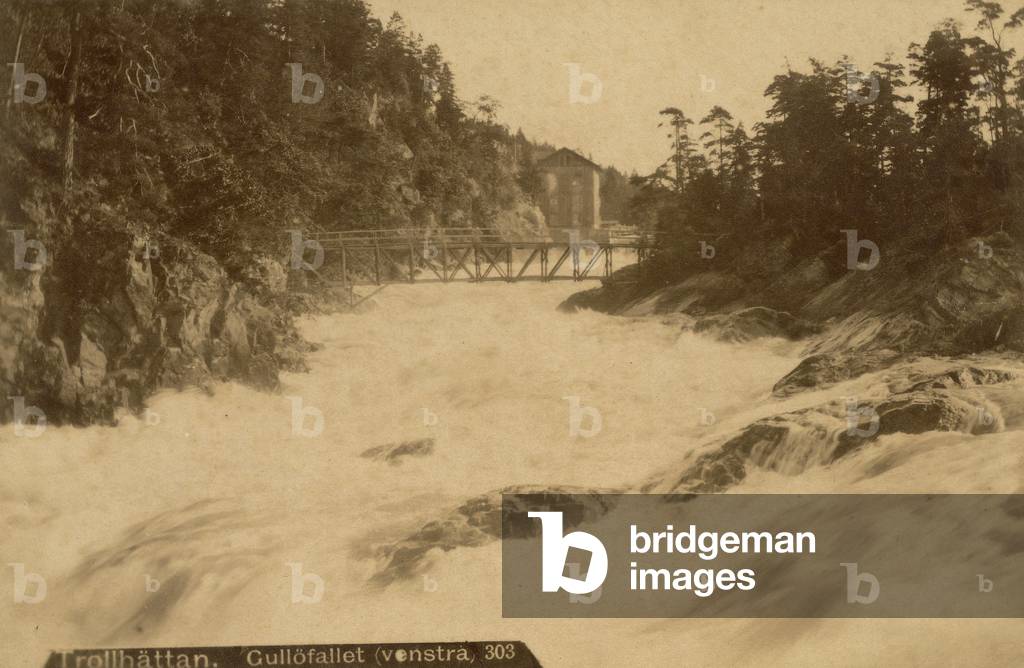 View of Trollhattan in Sweden: waterfall