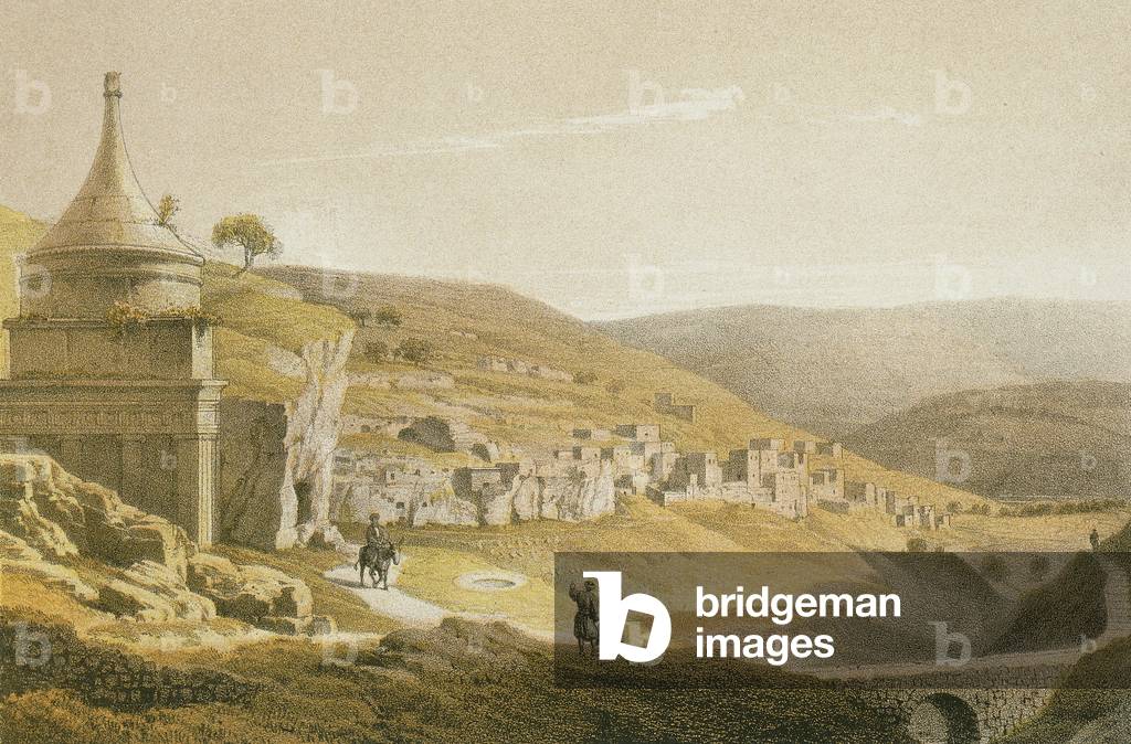 The tomb of Absalom and Siloan. Etching by Bernatz et alii - Steinkopk J.F. Editore