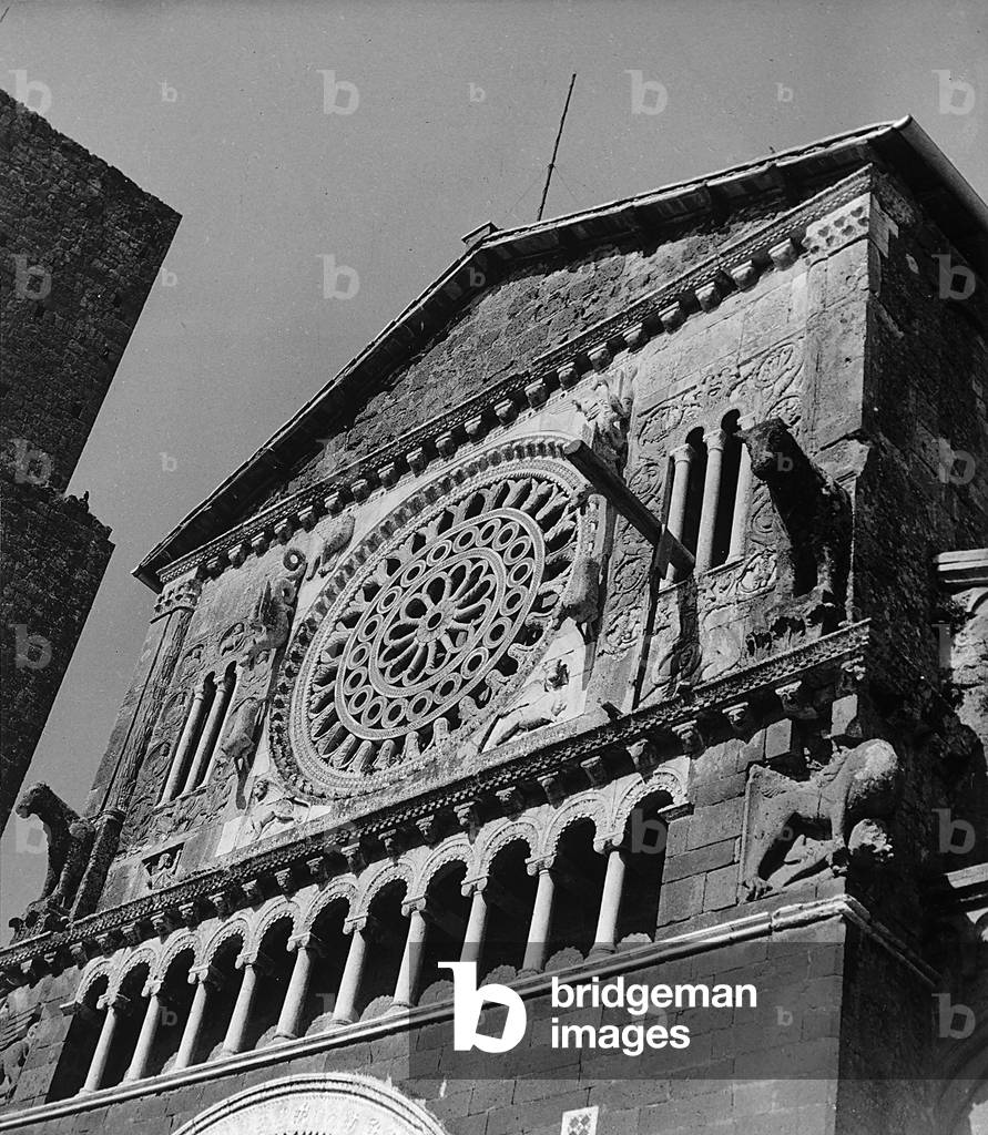 Detail of the façade of San Pietro in Tuscania, Viterbo