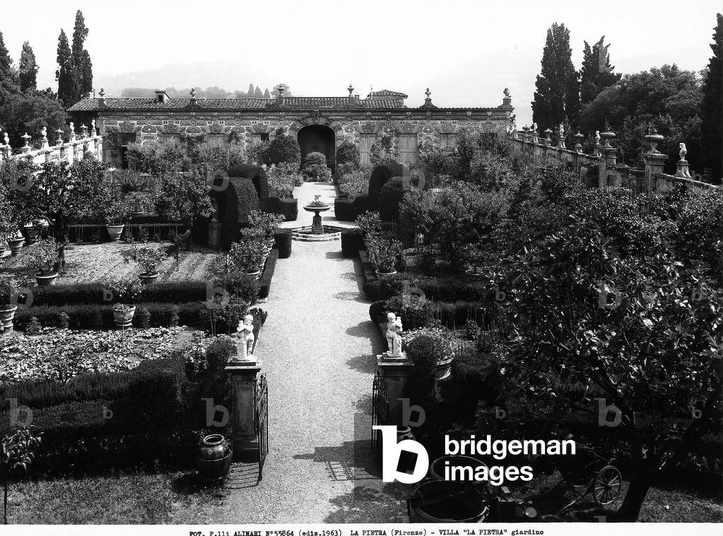 View of the garden of Villa Incontri-Acton (or La Pietra) in the environs of Florence, designed on eighteenth century models by Arthur Acton in 1904.