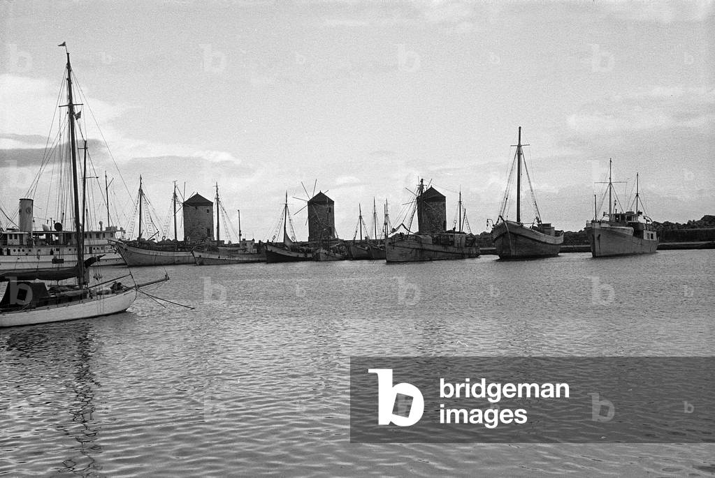 View of the mills in the port of Rhodes