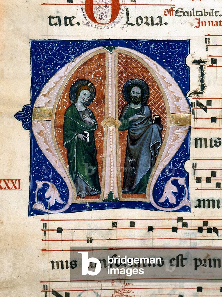 Detail of a miniature from a choral parchment from between the XIV-XV centuries, kept in the Archive of Palazzo Comunale of Stronocone, in the province of Terni