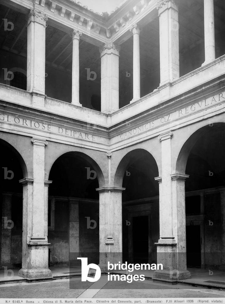 Open gallery of the Bramante in the Cloister adjacent to the Church of Santa Maria della Pace in Rome