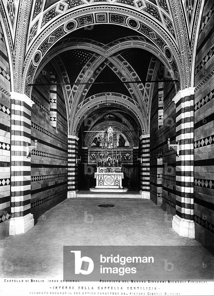 Inside view of the nobles' chapel of the castle of Brolio. Owned by Baron Giovanni Ricasoli Fridolfi, in the Chianti region