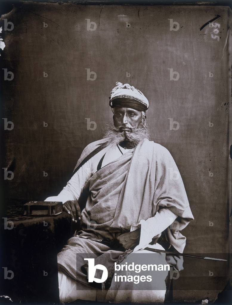 Portrait of the minister of the Maharajah, in the royal palace of Jaipur, India, 1857 (print on double-weight paper)