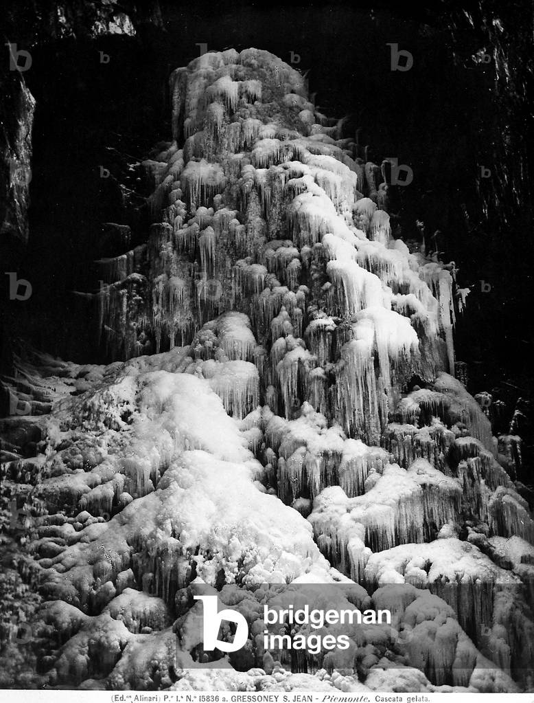 Frozen waterfall near Gressoney Saint Jean in Valle d'Aosta