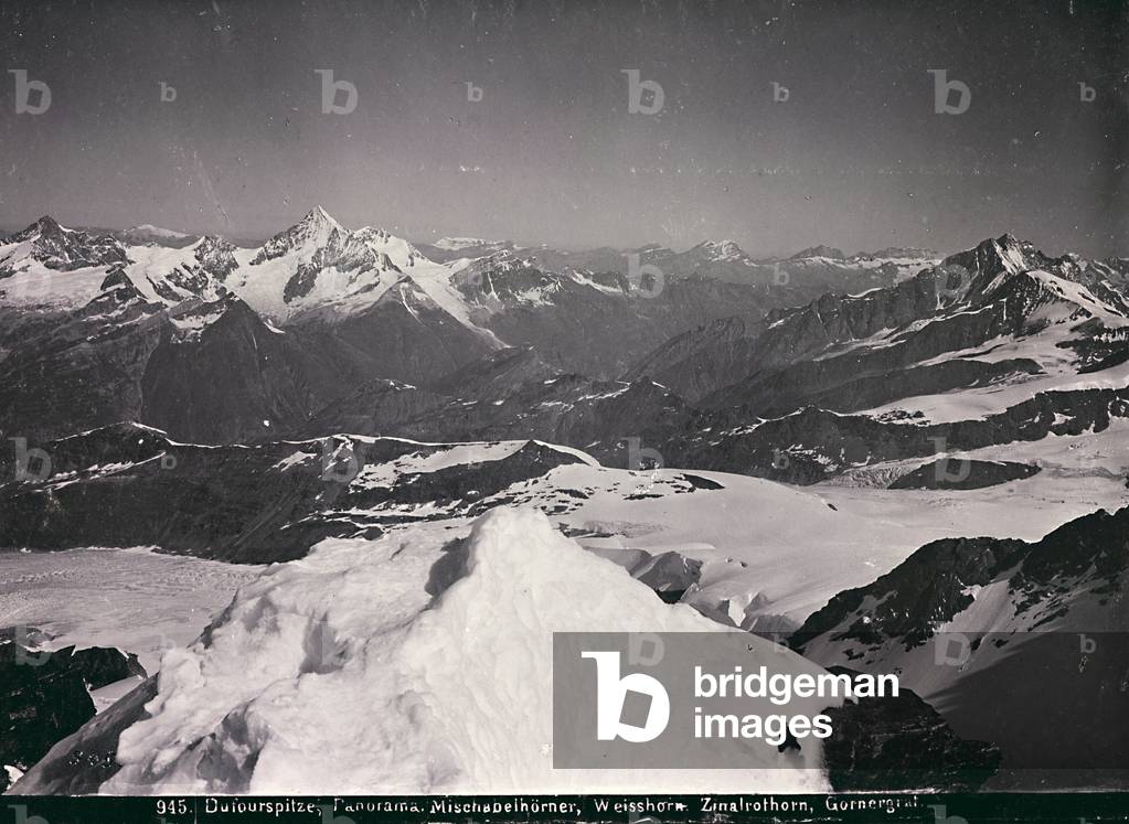 View of the Monte Rosa Massif in the Pennine Alps, on the border between Italy and Switzerland