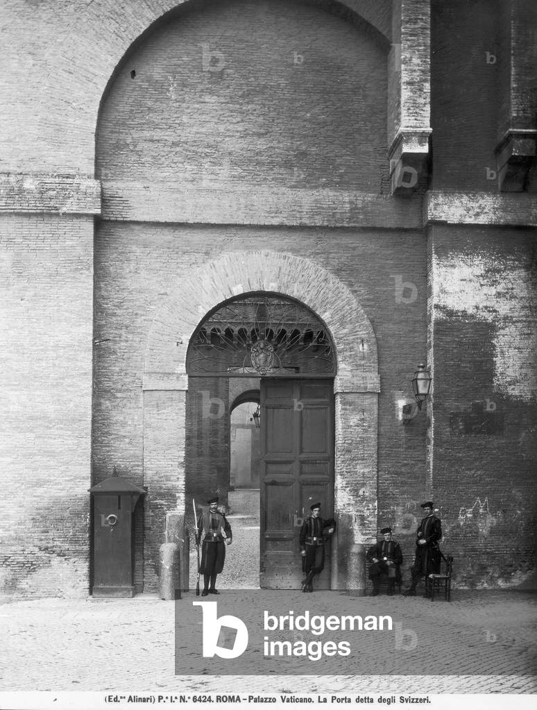 Door of the Swiss in Palazzo Vaticano in Vatican City, Rome