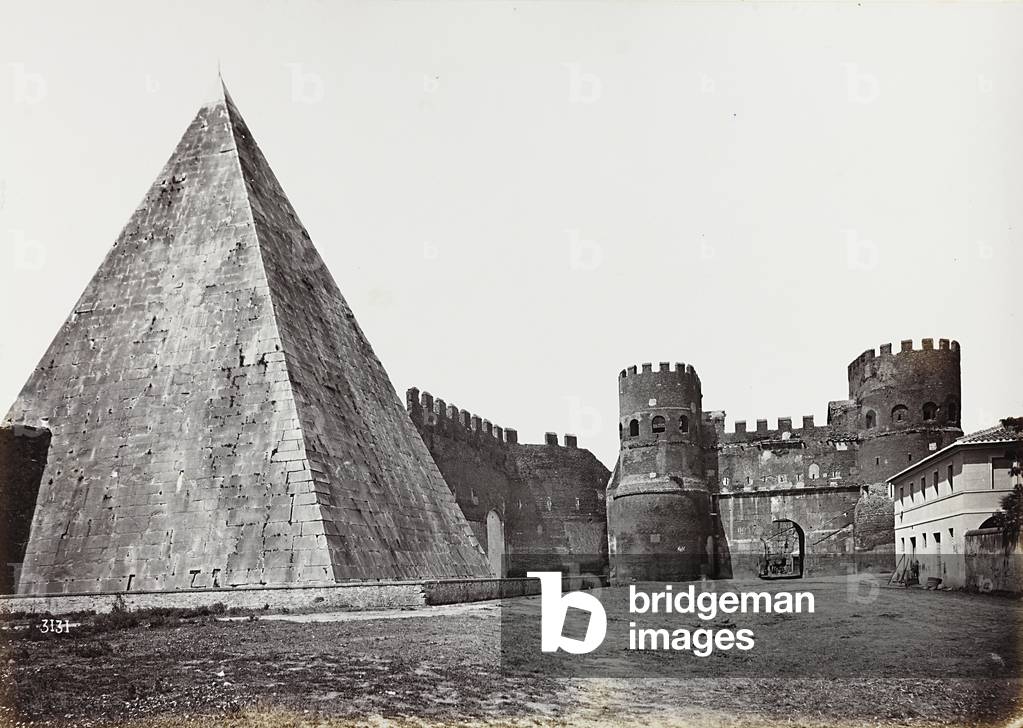View of the Pyramid of Caius Cestius Epulone and of the Gate of San Paolo, Rome