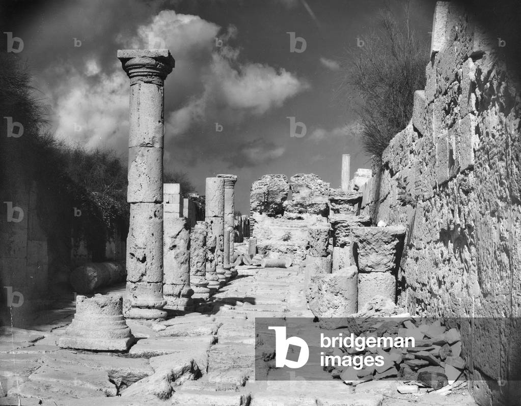 Colonnaded street, detail, Leptis Magna