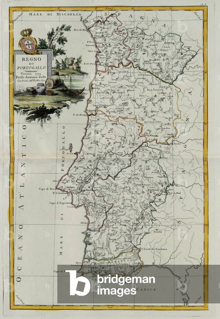 Kingdom of Portugal, engraving by G. Zuliani taken from Tome I of the 