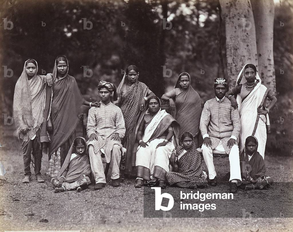 Portrait of a Muslim Indian family of Bombay,  1860 (print on double-weight paper)