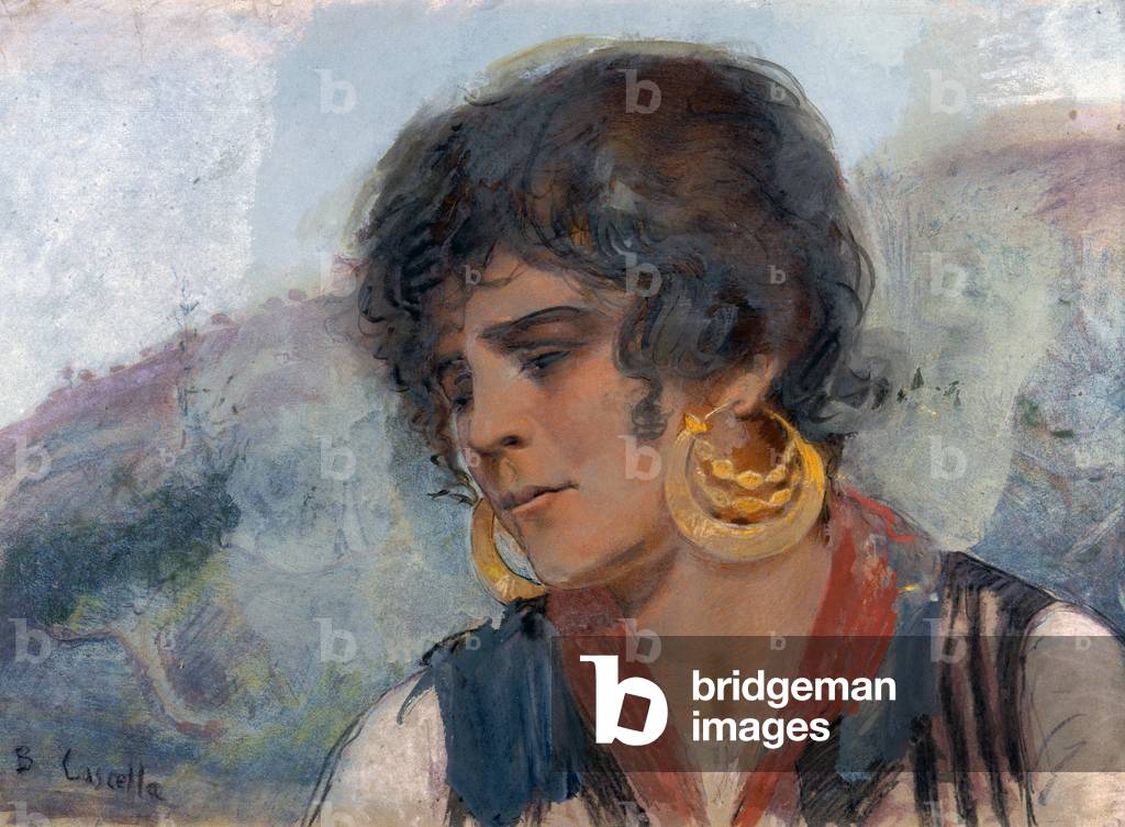 Peasant woman of Rapino (color litho)