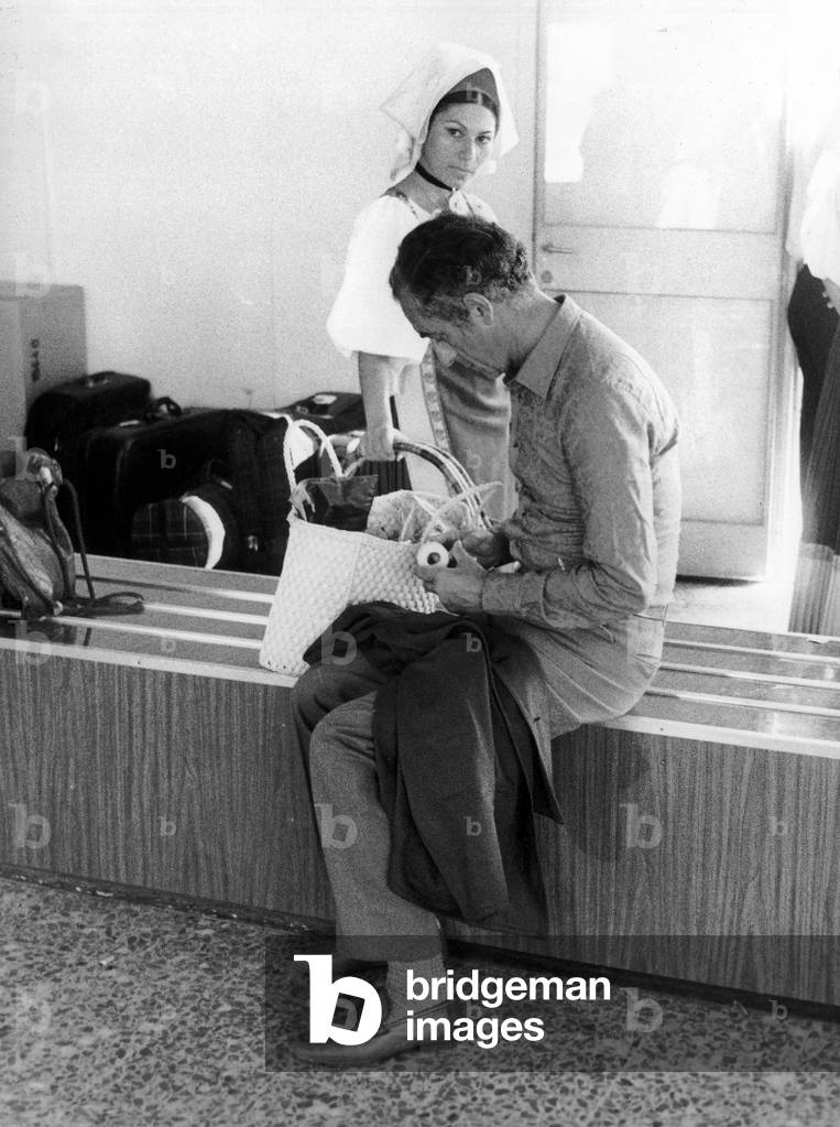 Film director Michelangelo Antonioni at the Fiumicino Airport, second half of '70s, Rome