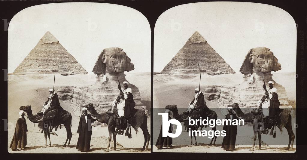 Bedouins in front of the Chephren Sphynx, Giza