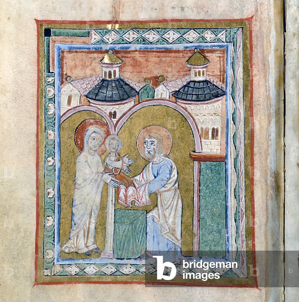 Page of a codex showing the Presentation at the Temple, Treasury of the Cathedral of Vercelli