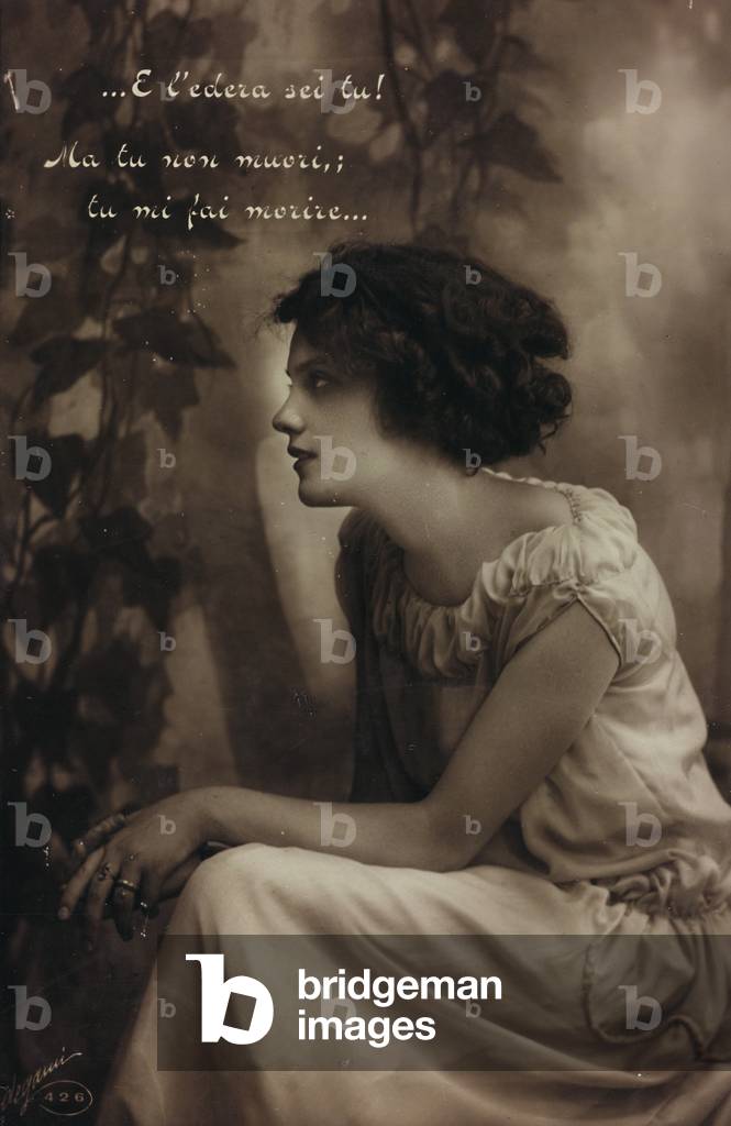 Portrait of a young woman, postcard