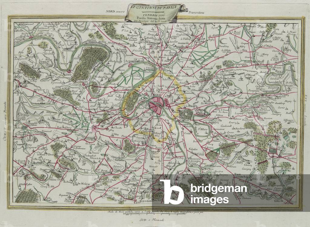 The outline of Paris, The Governances of France and Orleans, engraving by G. Zuliani taken from Tome I of the 