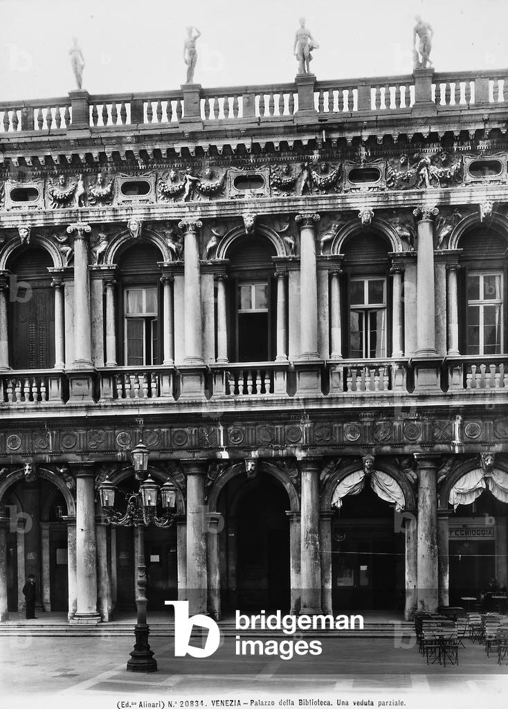 Detail of the façade of the Marciana Library in Venice