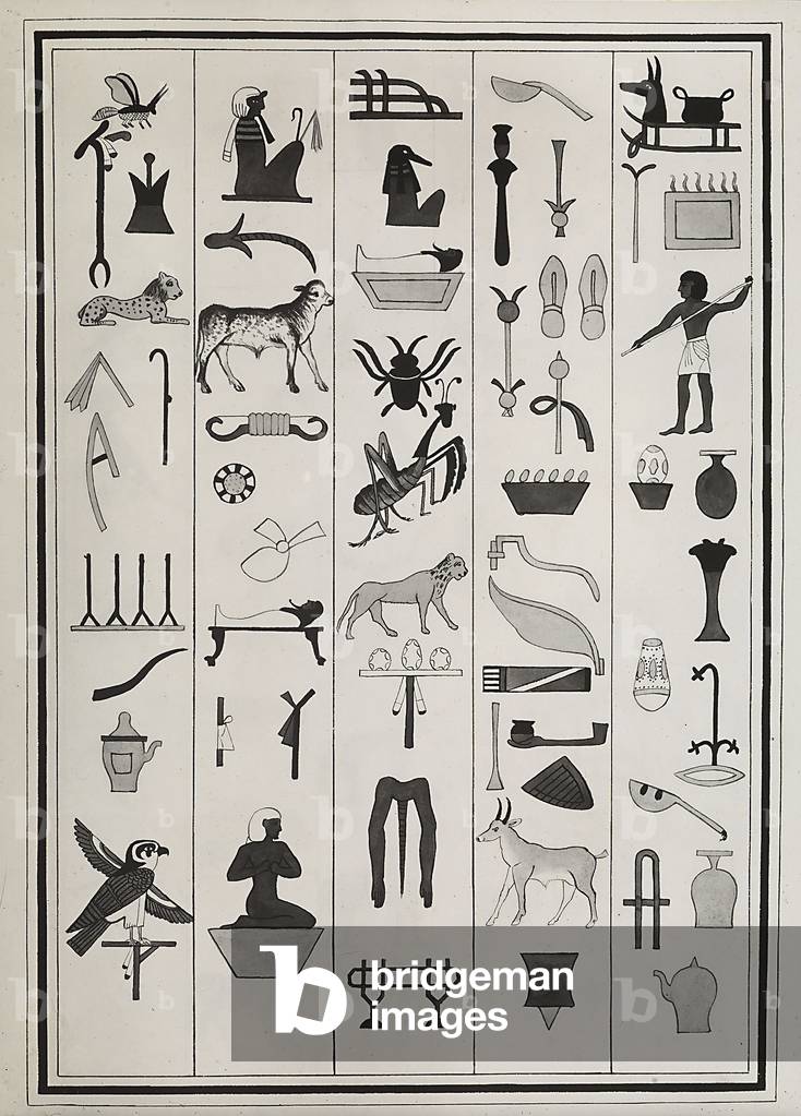 Drawings of the decorations from inside the tomb of Pharaoh Psammetic I, reproduced in 1817 by Giovanni Battista Belzoni, housed in the British Museum, London