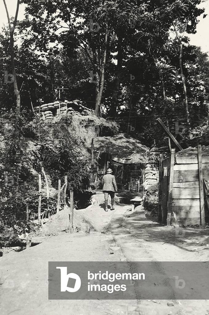 The shelter of Podgora during World War I (b/w photo)
