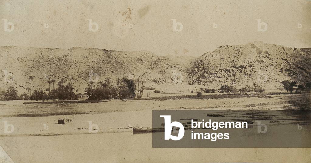 The village of Korna on the island of Philae, Nubia, c.1850 (b/w photo)