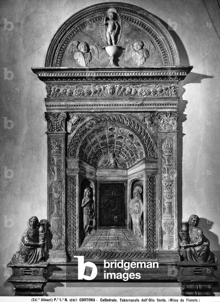 Tabernacle of the holy oil, work by Mino da Fiesole, preserved in Cortona Cathedral