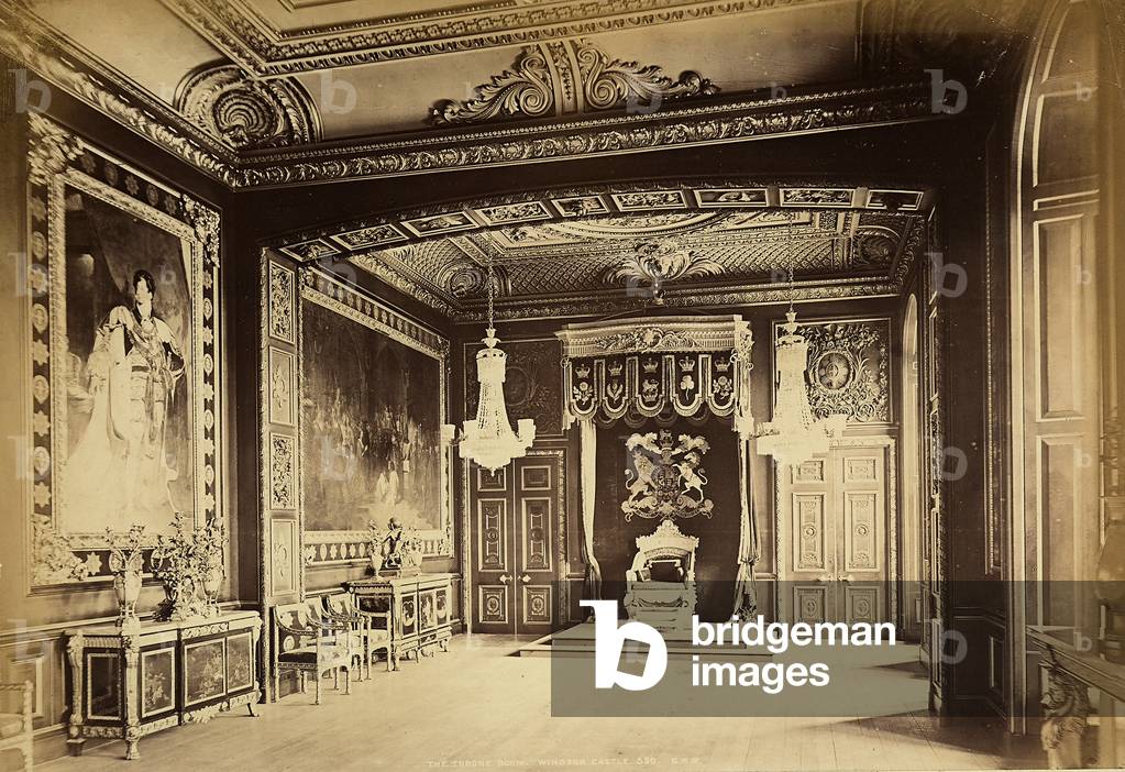 Inside of the throne room in Windsor Castle, London.