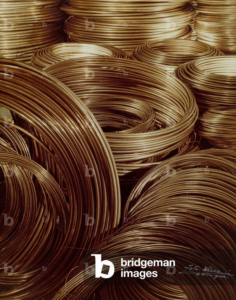 Skeins of copper tubes produced at the plant of Brescia in the SMI (Società Metallurgica Italian)
