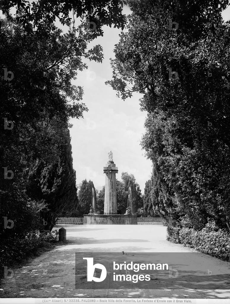 The boulevard in the gardens of the Favorita leading to the fountain of Hercules, Palermo