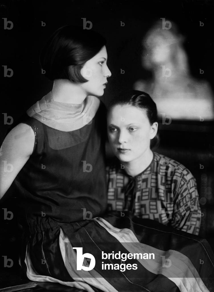 Portrait of Wanda and Marion Wulz, Trieste, c.1920 (glass plate)